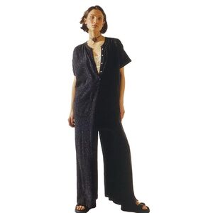 FREE PEOPLE MOVEMENT My Go-To Jumpsuit Oversized Black Speckled Wide Leg XS EUC
